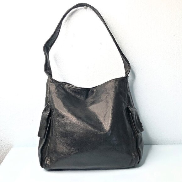 Perlina Handbags - Perlina Black Leather Shoulder Bag Purse